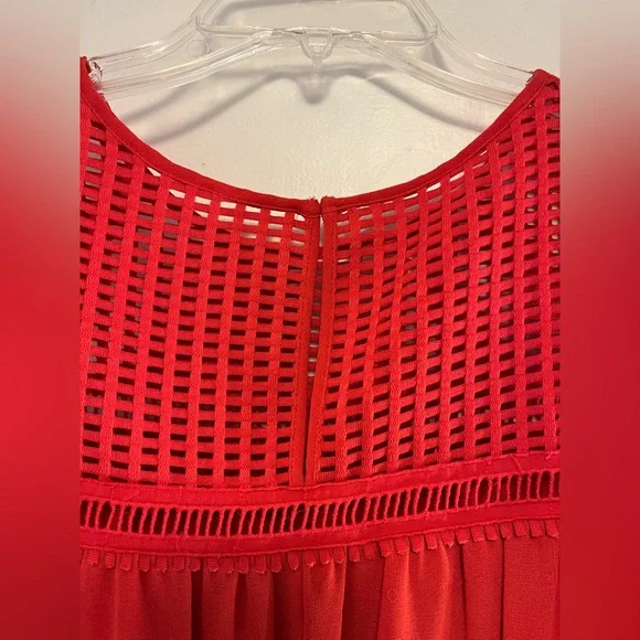 Max Studio Red/Orange Midi Overlay Dress - Size Small - Picture 6 of 6